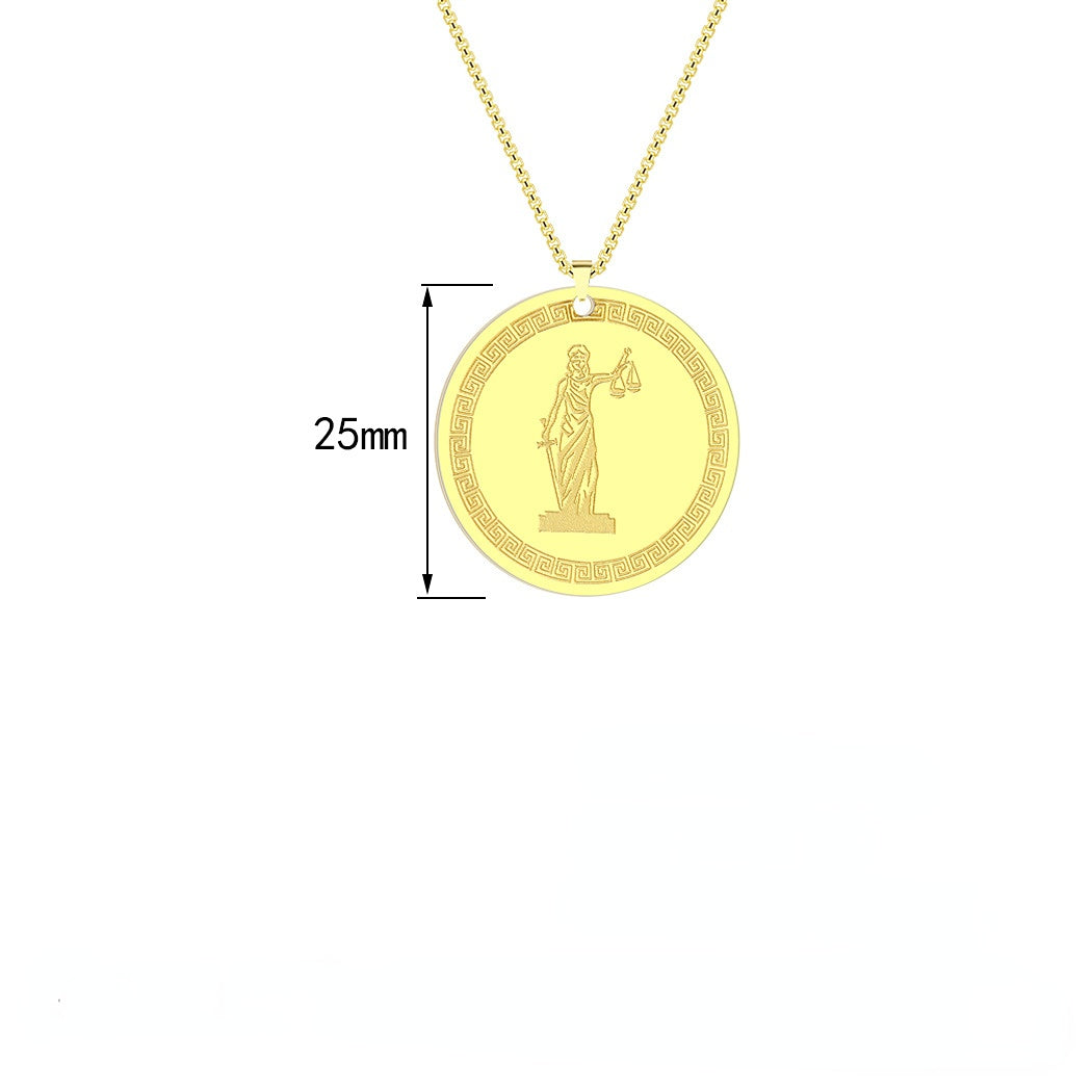 Stainless Steel Themis Titan Divine Law and Order Pendant Necklace