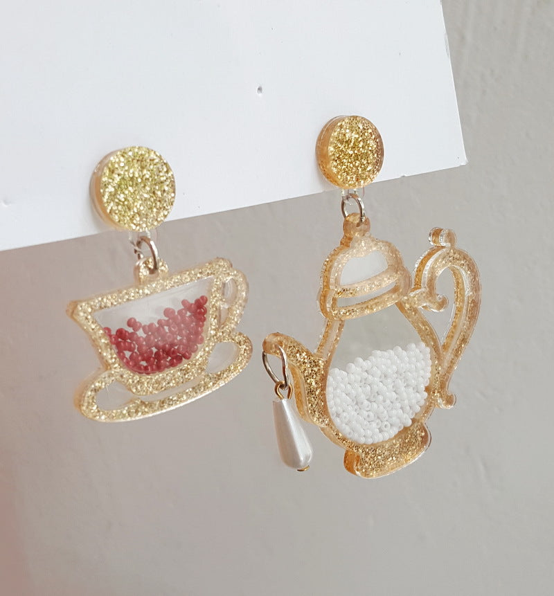 Acrylic teapot teacup earrings MYA-XueP116