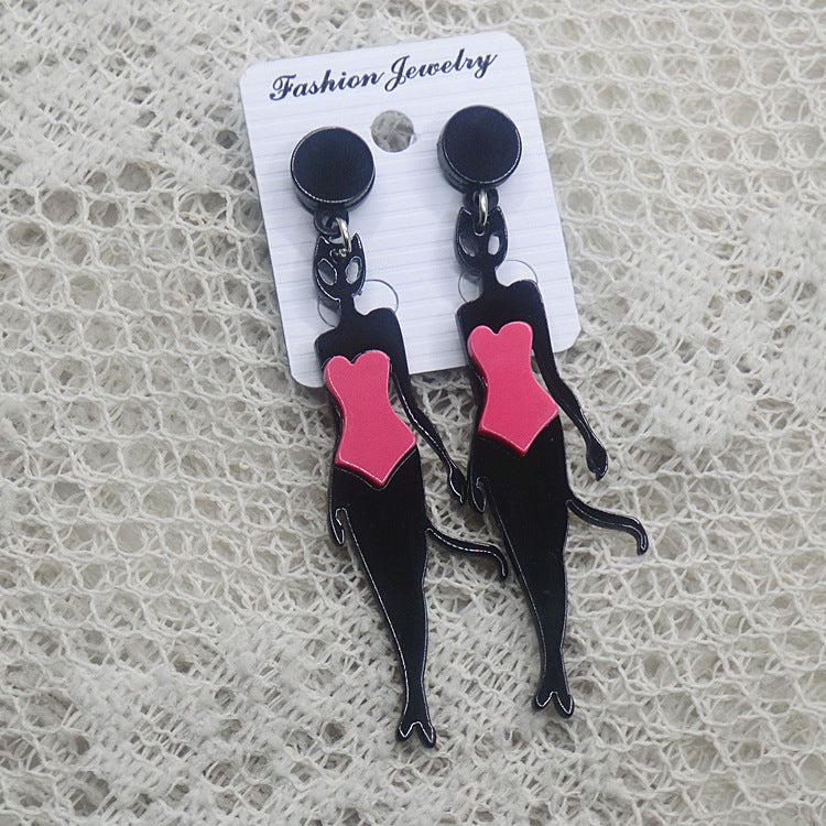 Acrylic girl cat earrings MYA-XieN031