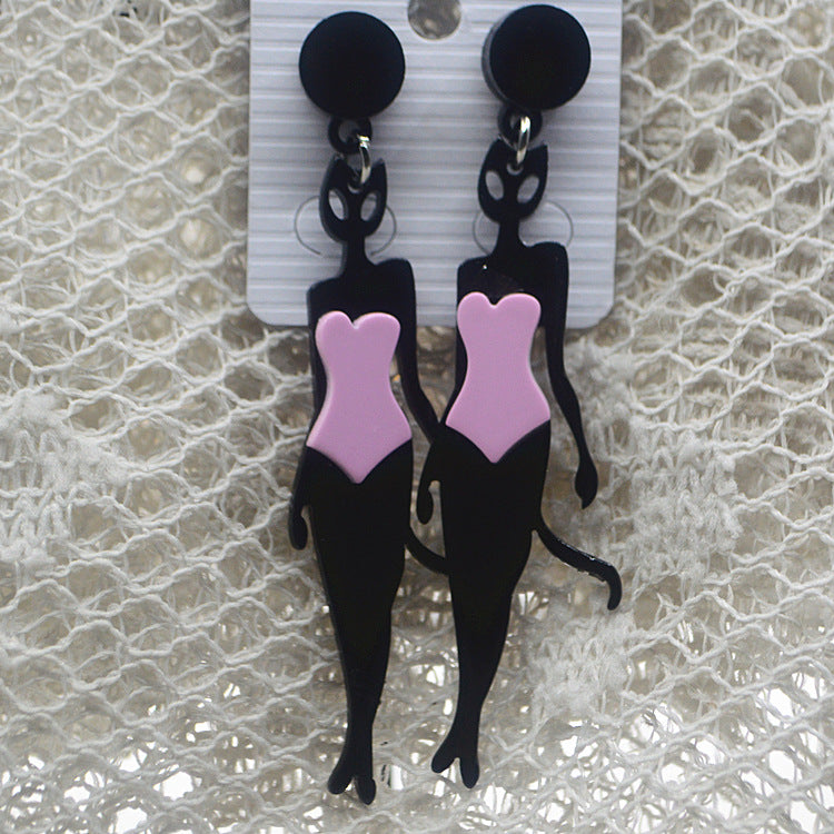 Acrylic girl cat earrings MYA-XieN031