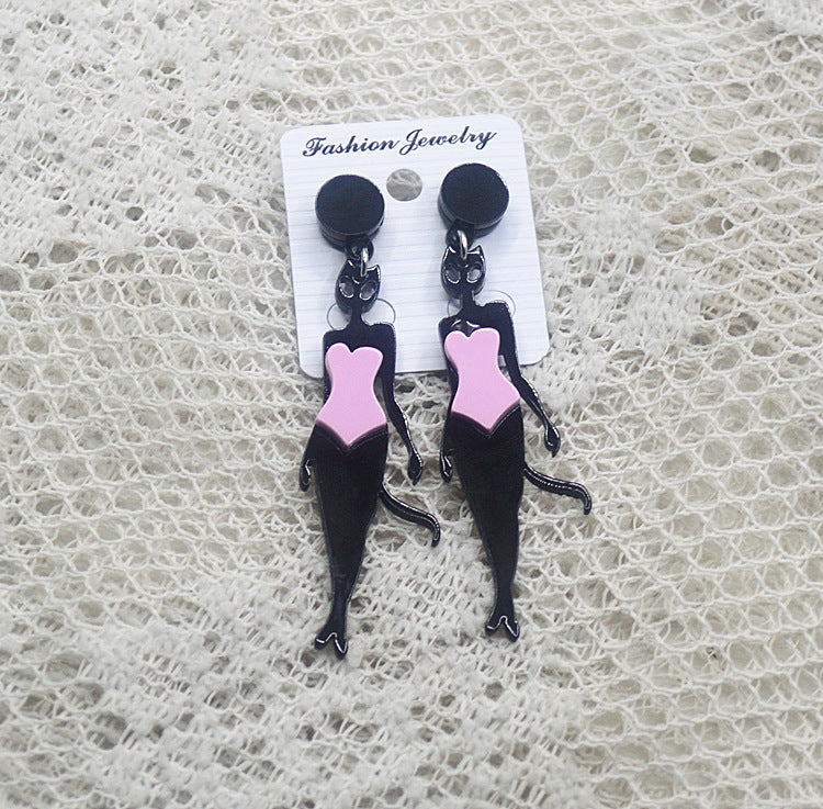 Acrylic girl cat earrings MYA-XieN031