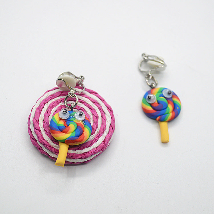 Resin colored lollipop ear clip (Minimo de Compra 2) MYA-XieN032