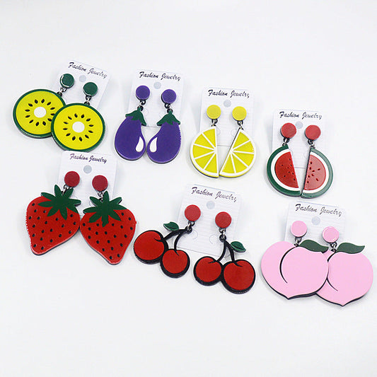 Cute Acrylic Cartoon Fruit Earrings MIC-XieN020