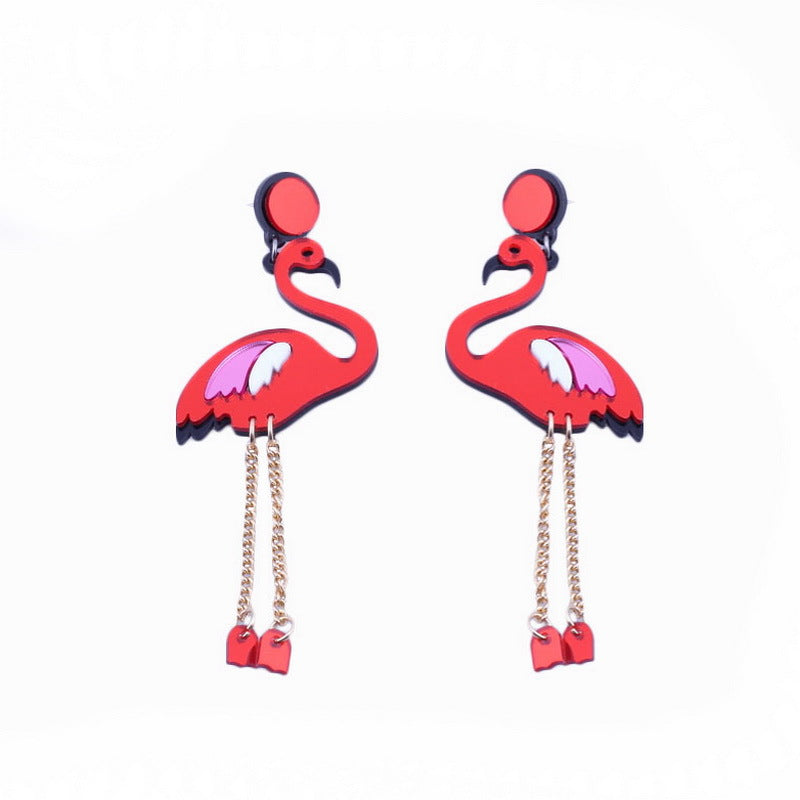 Acrylic Red Flamingo Earrings MYA-NingD050