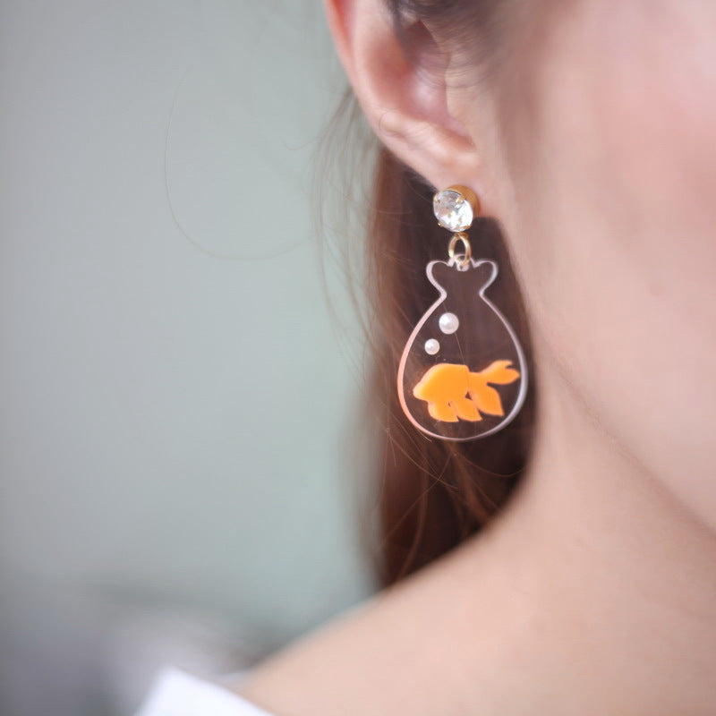 Acrylic Goldfish Water Bag Earrings MIC-XueP110