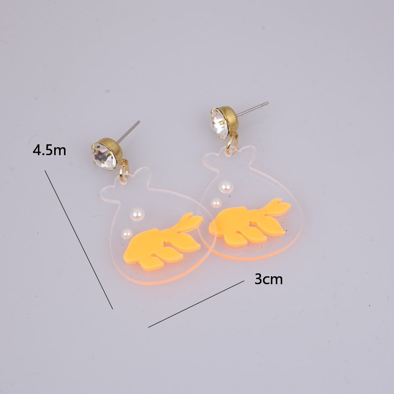 Acrylic Goldfish Water Bag Earrings MIC-XueP110