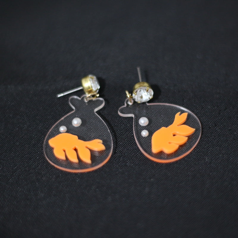 Acrylic Goldfish Water Bag Earrings MIC-XueP110