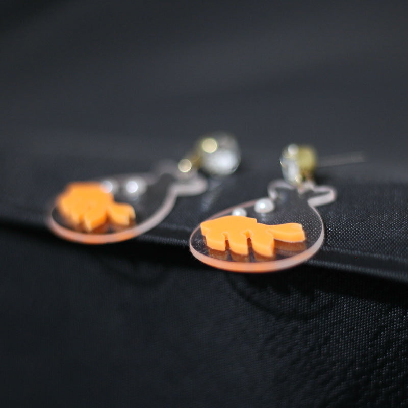 Acrylic Goldfish Water Bag Earrings MIC-XueP110