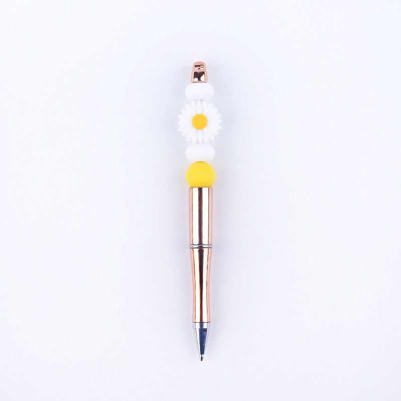 Beadable Pens Handmade Daisy Silicone Beaded Ballpoint Pen GuangTian003