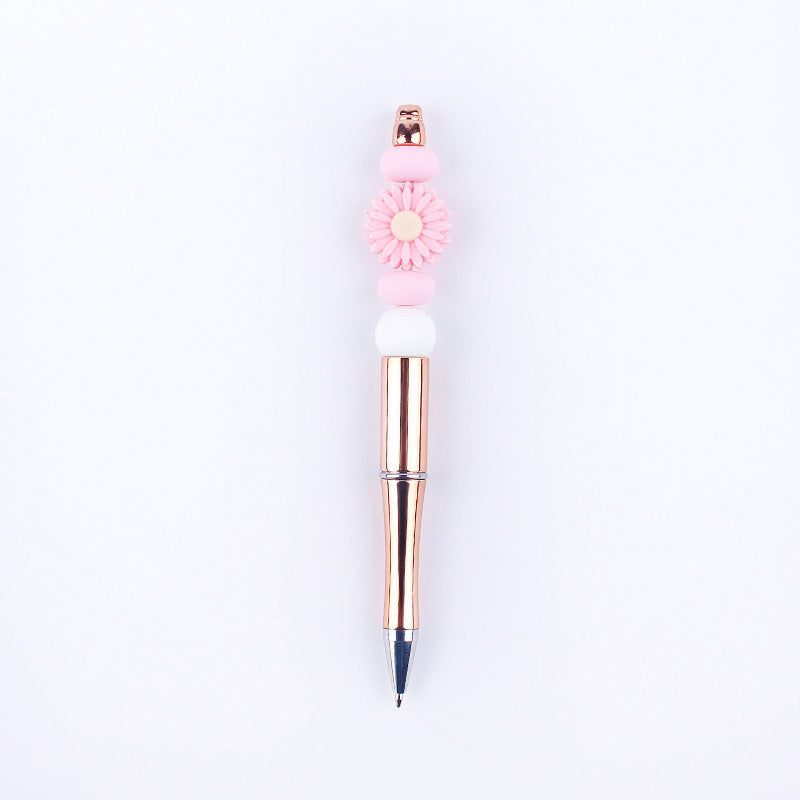 Beadable Pens Handmade Daisy Silicone Beaded Ballpoint Pen GuangTian003