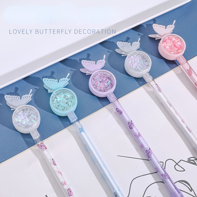 Sequin Butterfly Mosquito Repellent Plastic Ballpoint Pen Dichen002