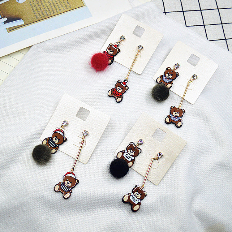 Acrylic Christmas animal bear earrings MYA-XieN028