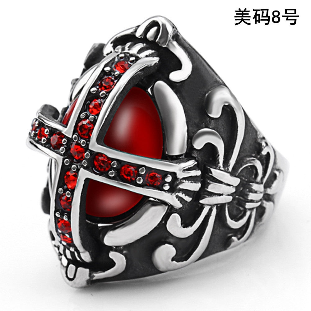 Gothic cross stainless steel diamond setting XuanL002