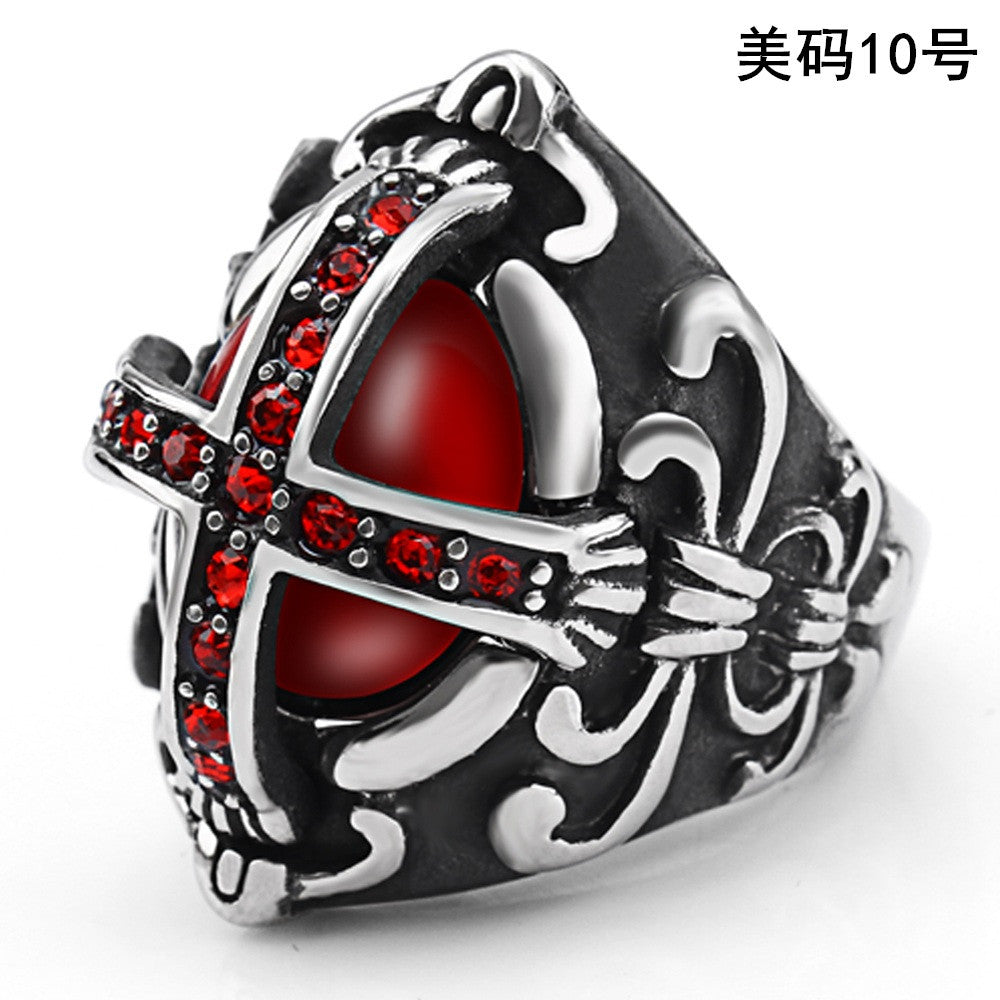 Gothic cross stainless steel diamond setting XuanL002