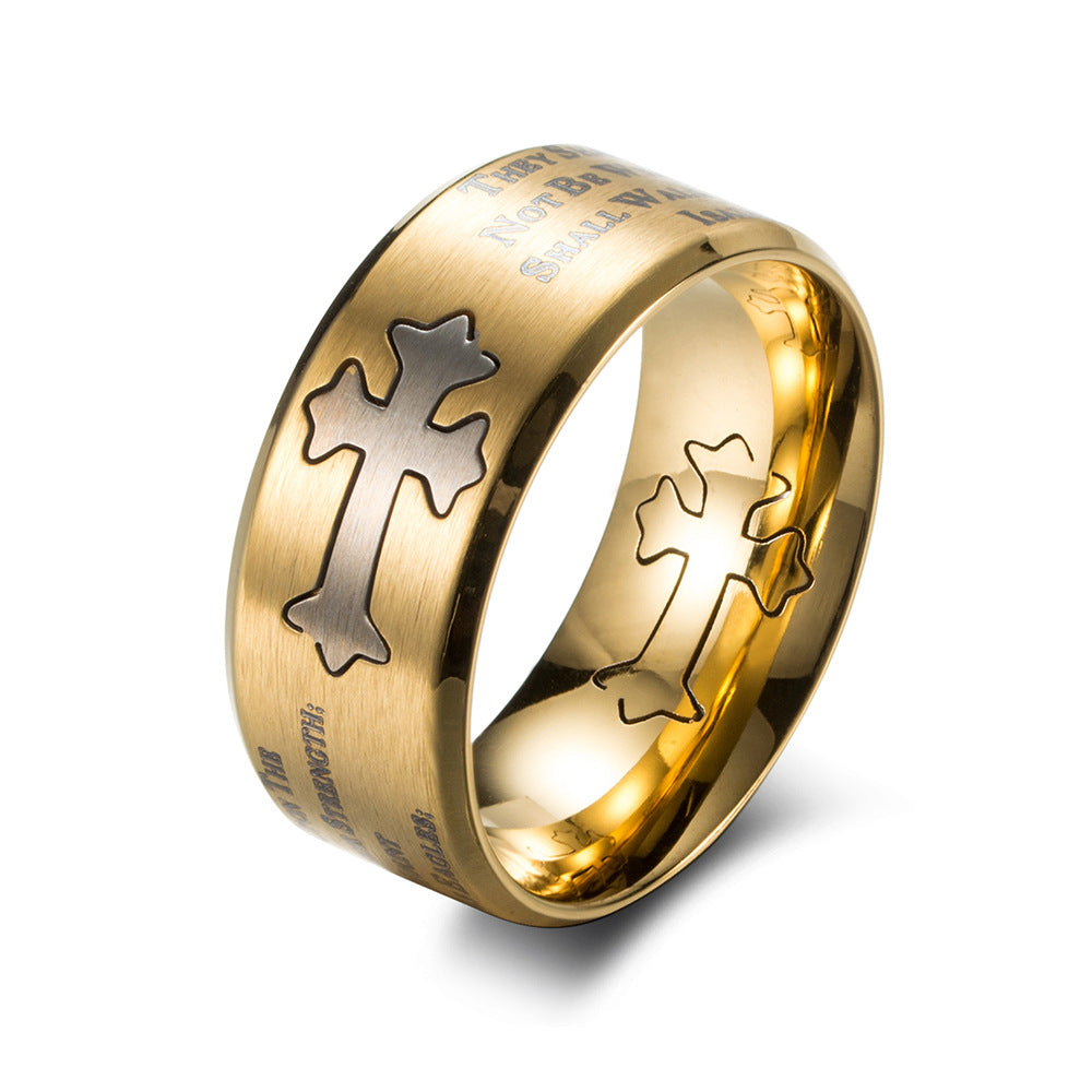 Titanium steel cross couple ring  Minimum order quantity ≥ 2 MIC-QianF005