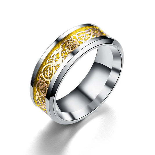 dragon pattern stainless steel ring ts094