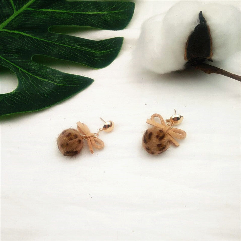 Alloy fur ball mink earrings MIC-RMM002