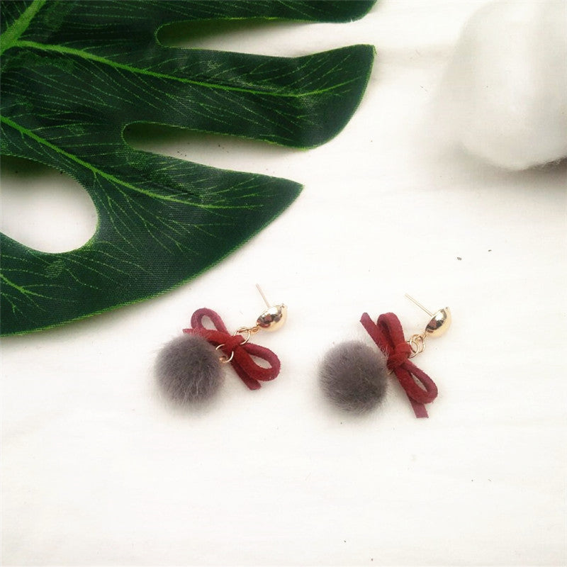 Alloy fur ball mink earrings MIC-RMM002