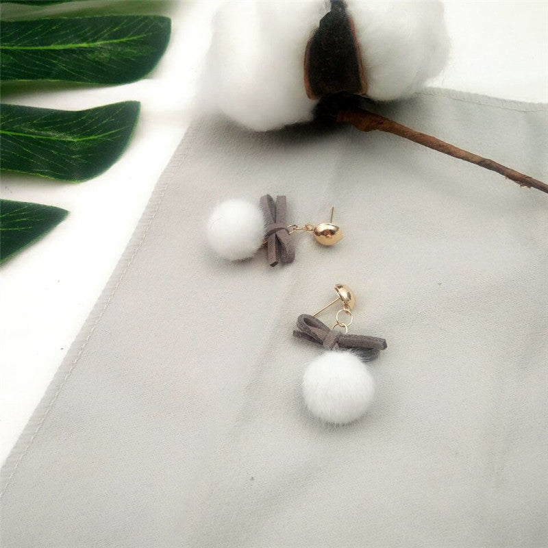 Alloy fur ball mink earrings MIC-RMM002