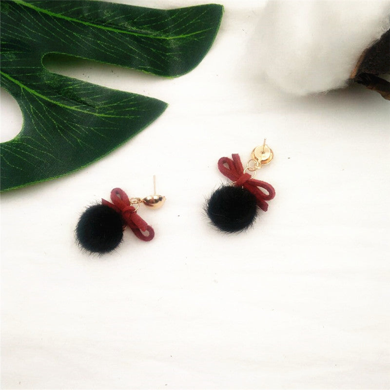 Alloy fur ball mink earrings MIC-RMM002