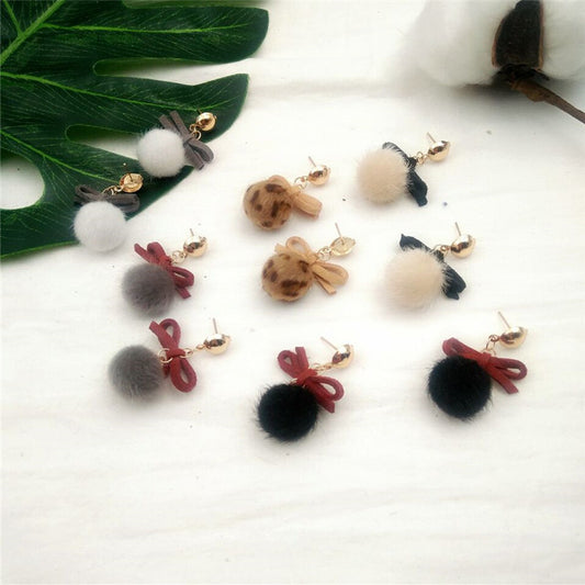 Alloy fur ball mink earrings MIC-RMM002