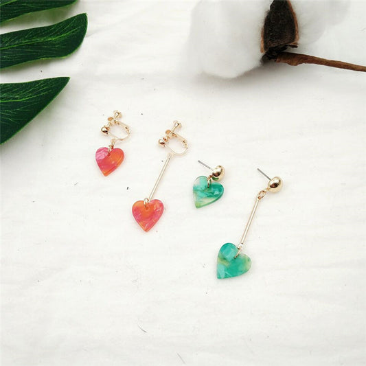 Alloy Acetate Plate Heart shaped Earrings MYA-RMM001