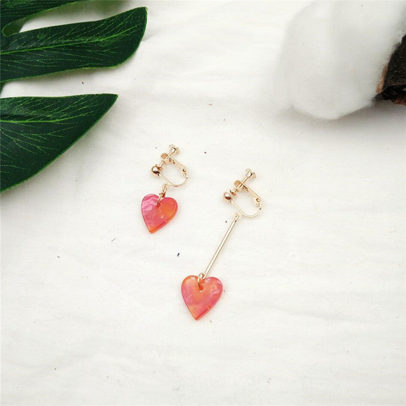 Alloy Acetate Plate Heart shaped Earrings MYA-RMM001