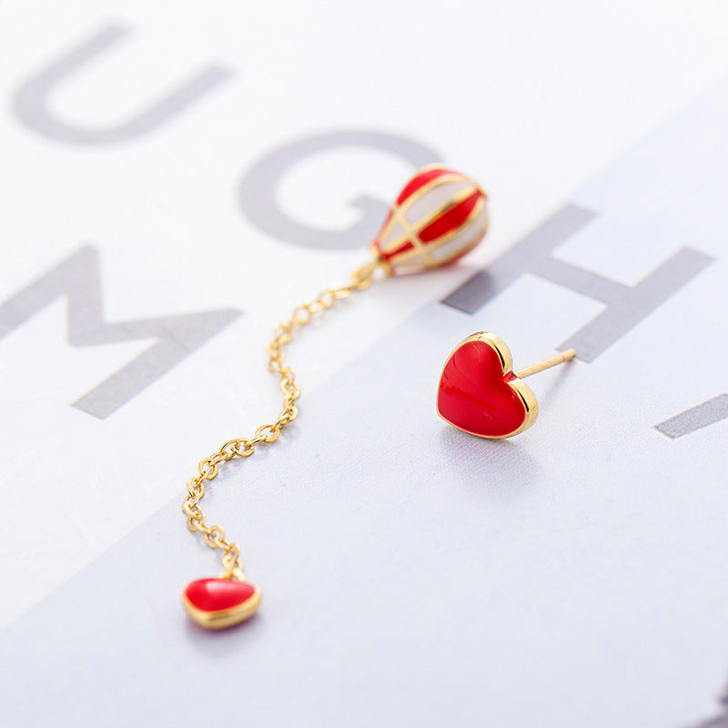 Alloy asymmetric love earrings (Minimo de compra 2)  MIC-KSN001