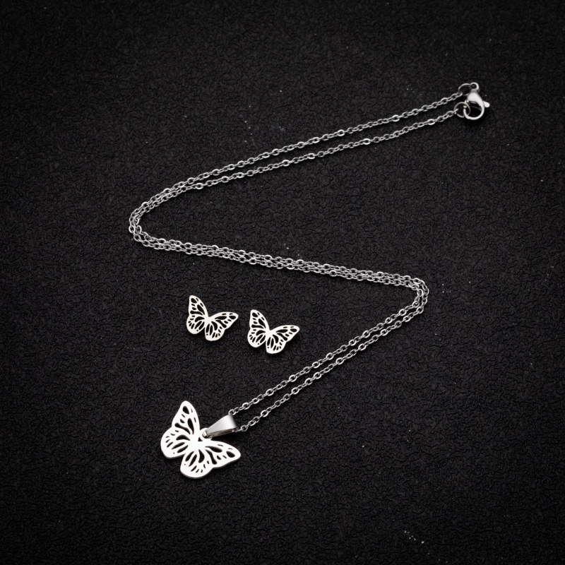 Stainless steel chain Butterfly design stainless steel set necklace SS032