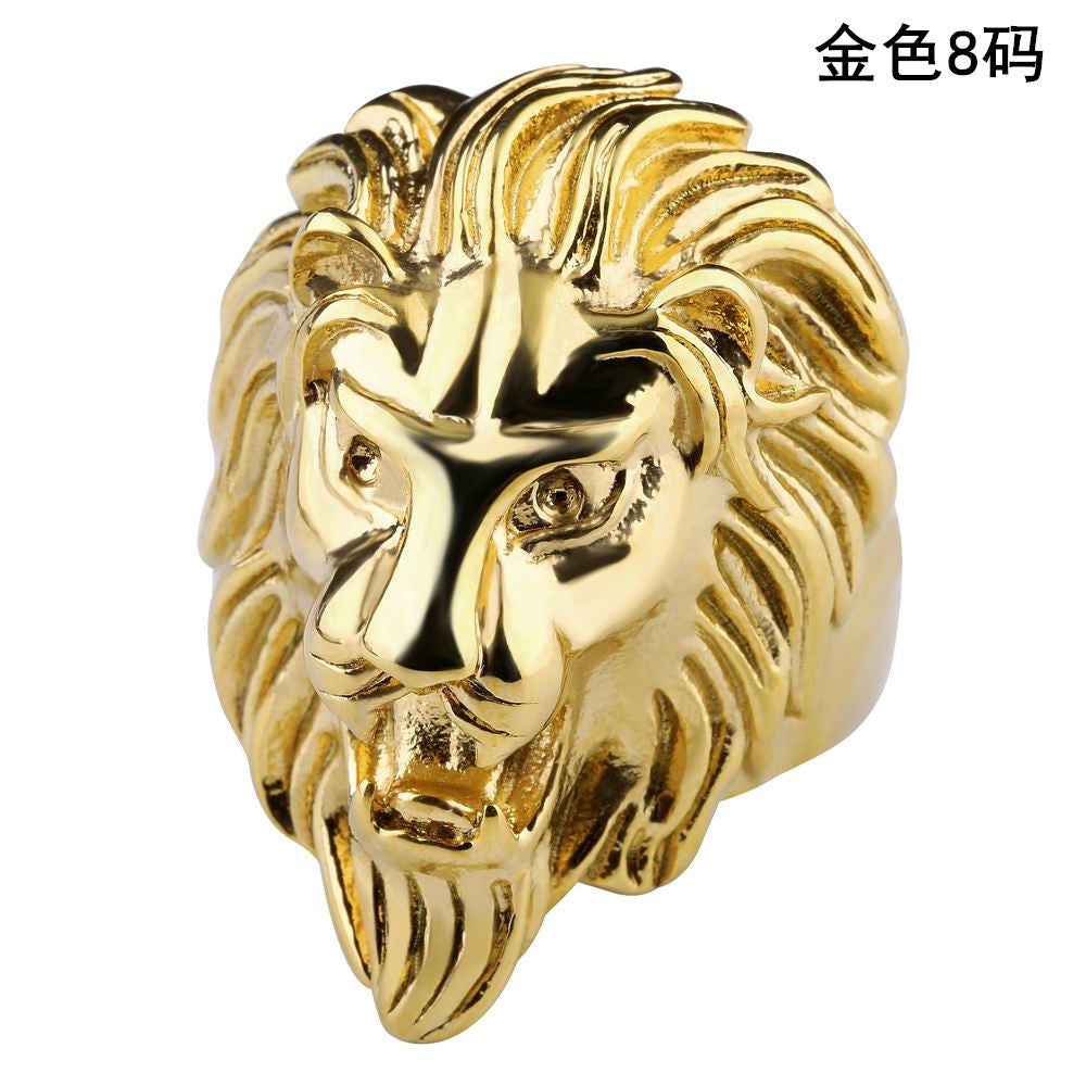 Domineering stainless steel lion's head titanium steel ring XuanL007