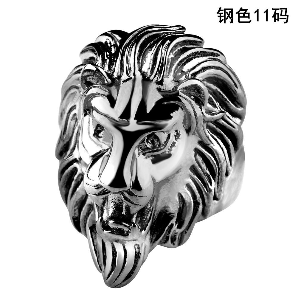 Domineering stainless steel lion's head titanium steel ring XuanL007