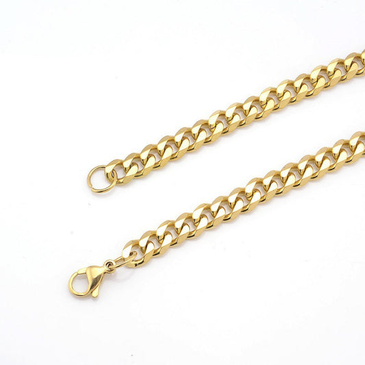 Necklaces Stainless Steel Six Sides Grinding Chain Cuban Chain Hip Hop YueS003