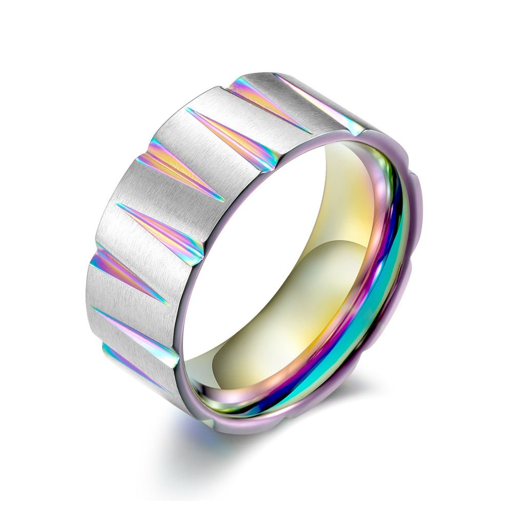 Stainless Steel Titanium Steel Colorful Brushed Matte Ring Minimo de compra 2 PREMQIANF010