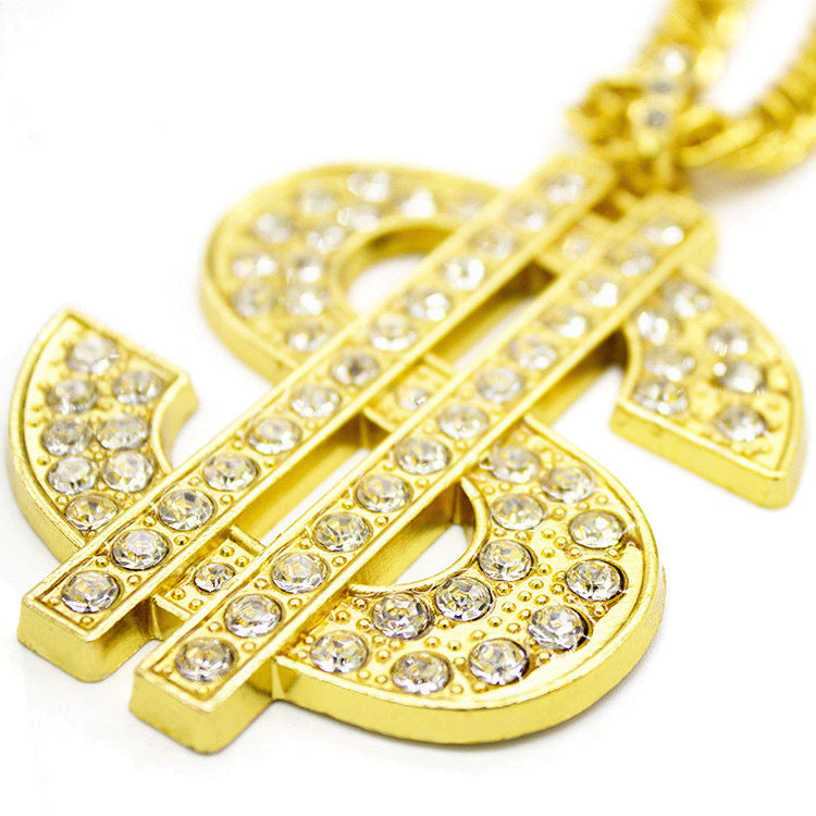 Alloy studded diamond dollar necklace MIC-ShangH010