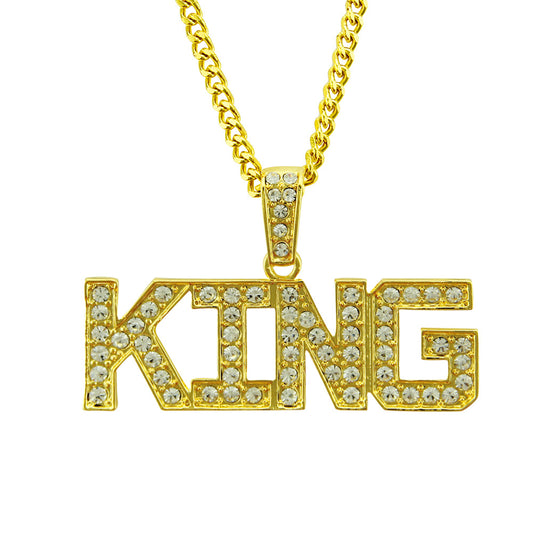 Alloy Diamond Hip Hop King Letter Necklace MYA-ShangH009