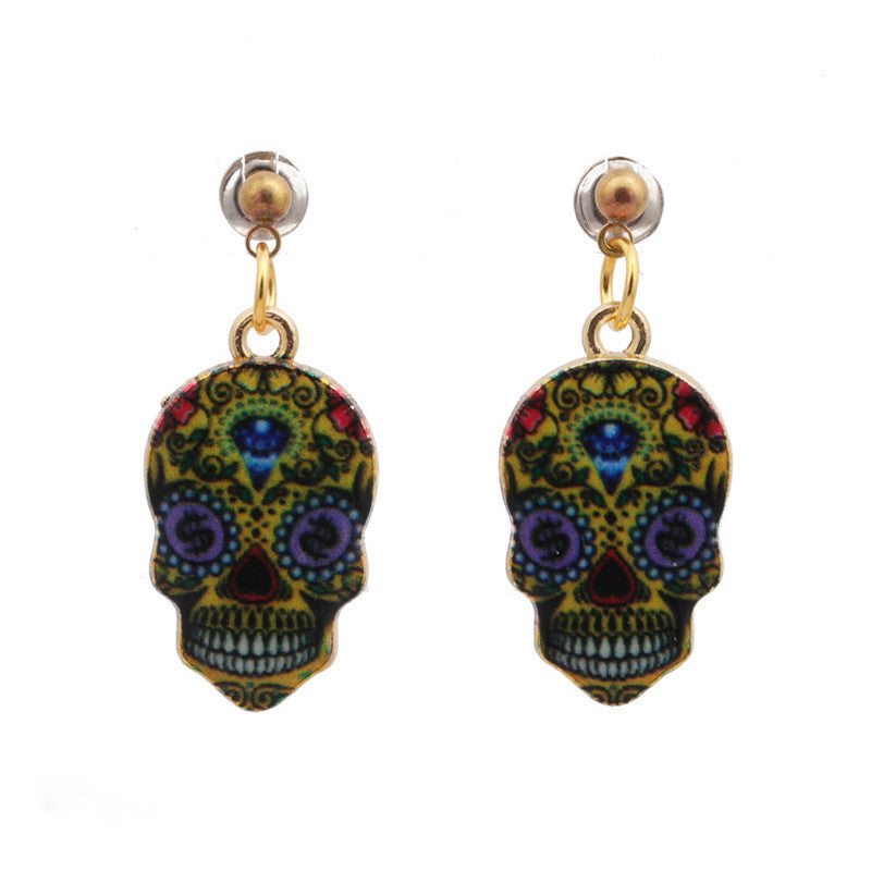 Acrylic Halloween popular skull earrings  (Minimo de Compra 2) MIC-MiL001