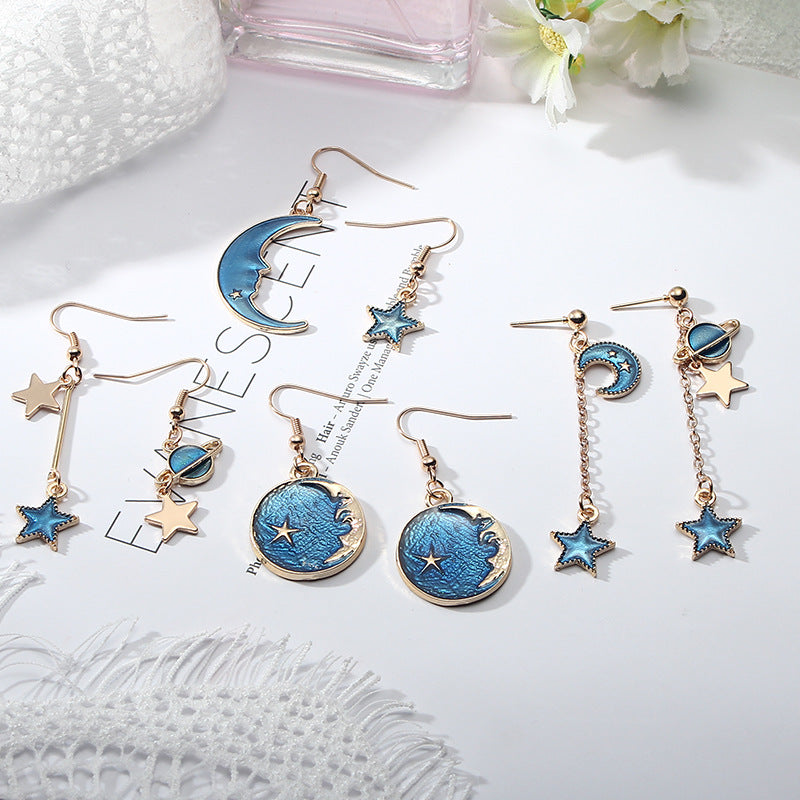 Alloy Blue Star Star Star Earrings MIC-LvG007