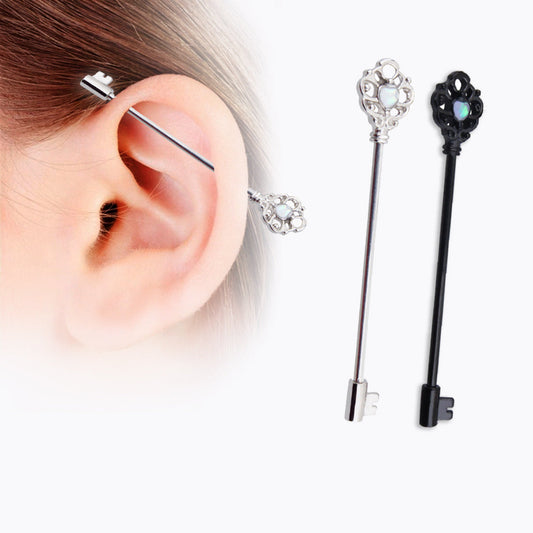 Earrings Stainless Steel Body Piercing Jewelry Imitation Long Key Ear Bone Stud Lanlu010