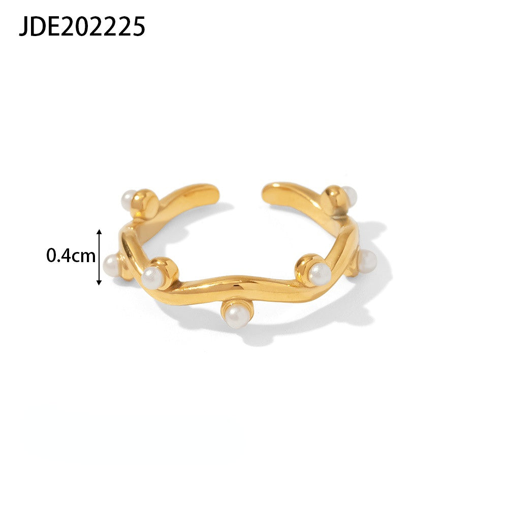 Gold Plated Pearl Stainless Steel Rings