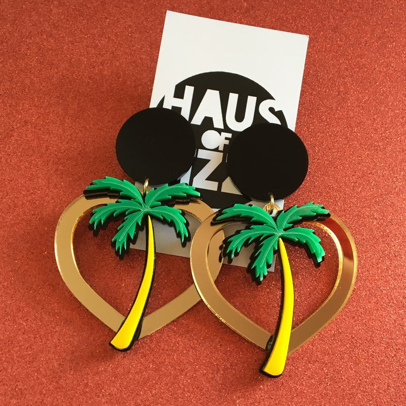 Acrylic love coconut tree earrings MIC-XueP036