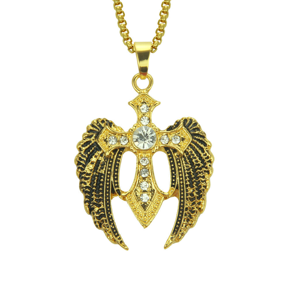 Alloy Diamond Cross Wing Necklace MYA-ShangH007