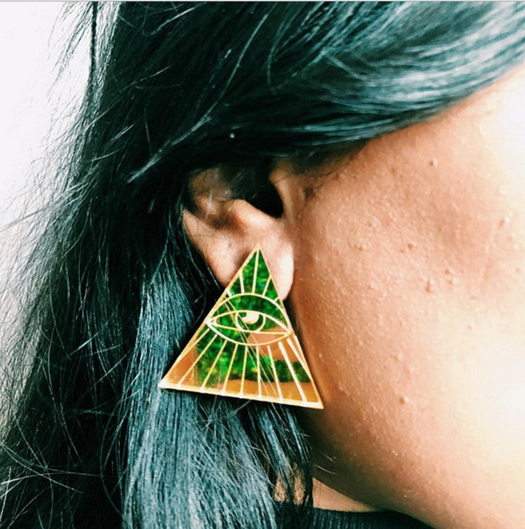 Acrylic triangular earrings MIC-NingD061