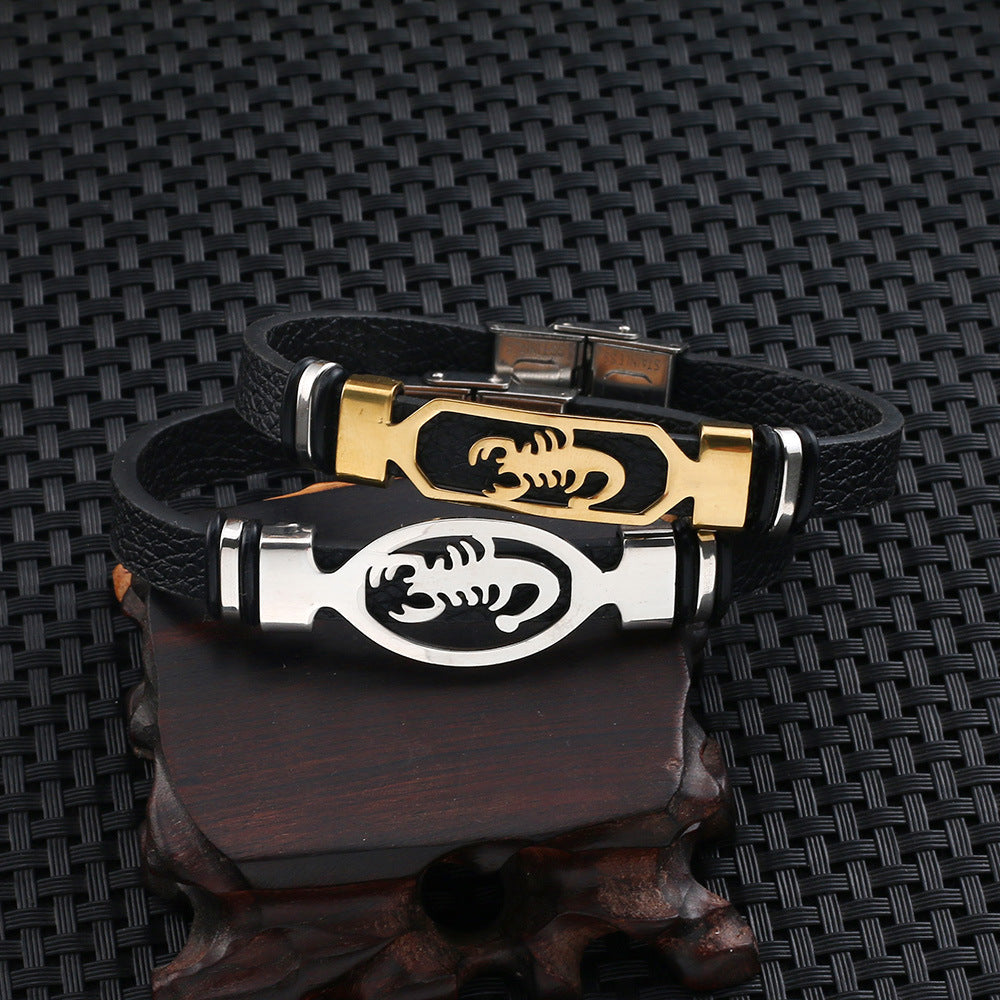 Bracelet Stainless Steel Leather Scorpion Bracelet Minimo de compra 2 LiuJ005