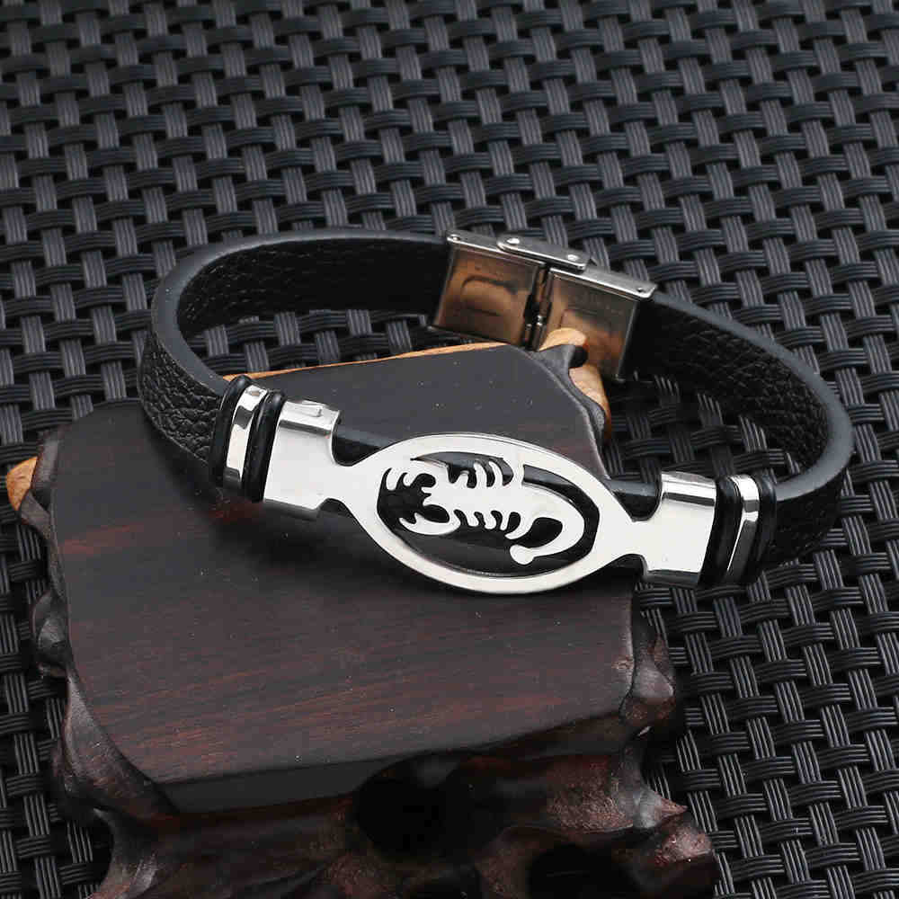 Bracelet Stainless Steel Leather Scorpion Bracelet Minimo de compra 2 LiuJ005