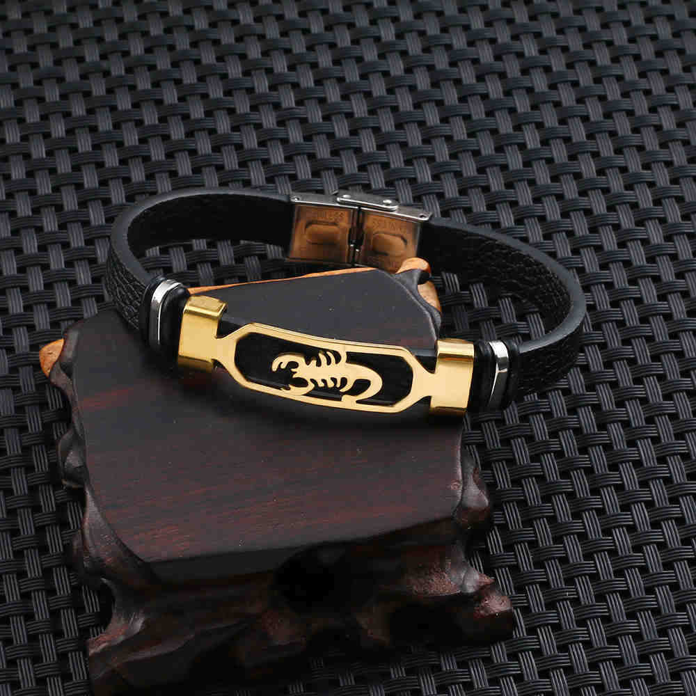 Bracelet Stainless Steel Leather Scorpion Bracelet Minimo de compra 2 LiuJ005