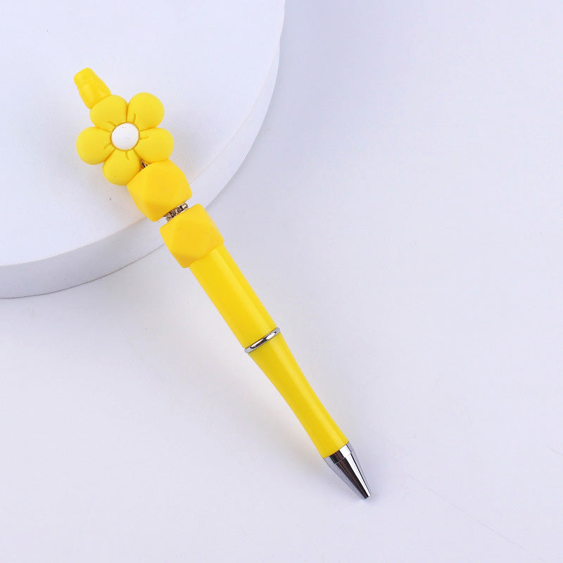 Beadable Pens Handmade Flower Silicone Beaded Ballpoint Pen GuangTian004