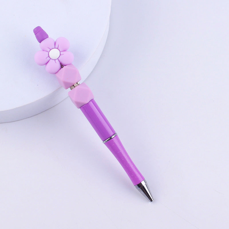 Beadable Pens Handmade Flower Silicone Beaded Ballpoint Pen GuangTian004