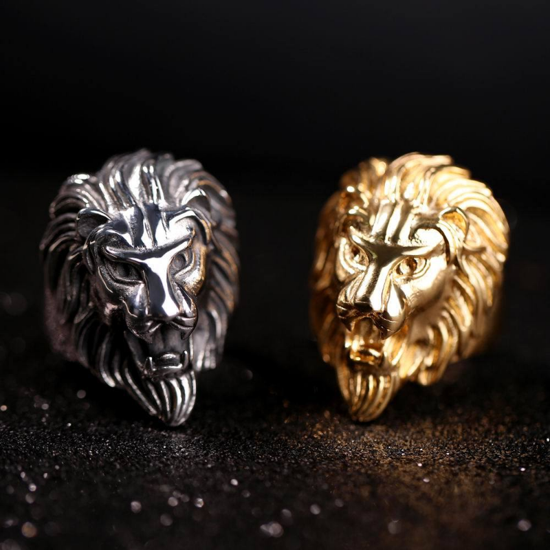 Domineering stainless steel lion's head titanium steel ring XuanL007