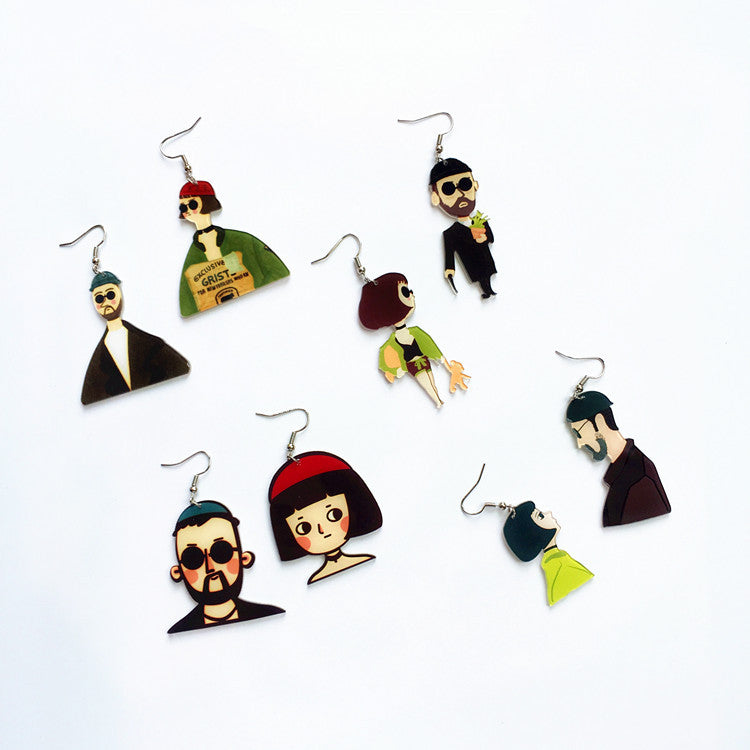 Acrylic cartoon asymmetric earrings MIC-ChouT005