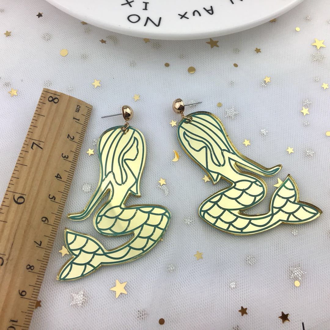 Acrylic cactus mermaid earrings MIC-ChiC017